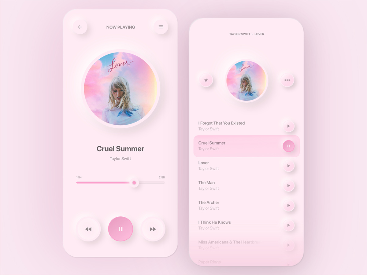 新拟态音乐APP界面